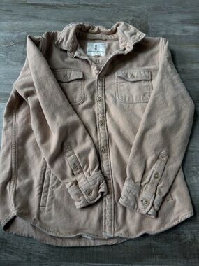 Mutual Weave Shirt Jacket Mens Medium Tan Heavy Cotton Chore Shacket